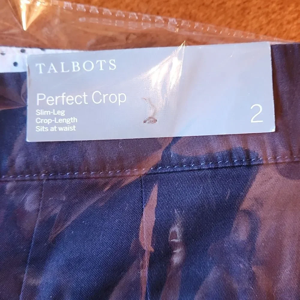 Talbots Perfect Crop Slim Leg Mid Rise Casual Cotton Pants, Size 2, Dark Blue